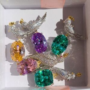 See My Bird On A Rock Magpie Brooch Necklace Pendant Collection!